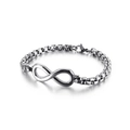 Silver infinity symbol men's stainless steel box chain bracelet with lobster clasp - Steel Color (KB130528-KFC)