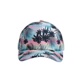 Detailed close-up of a baseball cap with a tropical palm tree print and gradient colors - One Size / Blue Coconut Tree