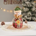 Christmas snowman drawstring gift bag with red and green plaid pattern for holiday candy - J-13 Plaid Style Snowman