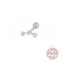 Macro detail of S925 sterling silver screw back stud earring with three small zircon stones - Style 9 (Single) - T-Shape