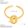 Detail view of gold coffee bean open ring showing 17mm diameter and 1g weight specs - Coffee Bean Style(SR271G)