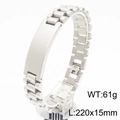 Poliertes silbernes Gliederarmband aus Edelstahl mit Gravurplatte für Herren - 15mm Breite / Silber