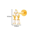 Gold titanium diamond stud piercing with triple round and double baguette zircons - Triple Round Rectangular Drop Style (0193-3#) / Gold