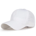 White quick-dry baseball cap featuring laser-cut breathable holes and minimalist design - Adjustable / Large Size White