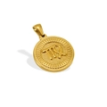 Polished 18K gold plated Virgo zodiac medallion pendant with minimalist circular design - Virgo - Single Pendant