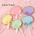 5-piece macaron cloud cake toppers with ribbons and gold glitter edges for birthday party - Mixed Colors Blank Topper - 5 Pcs