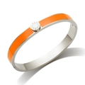 Bracciale in acciaio argento con smalto arancione e incisione di numeri romani - Colore Acciaio Smalto Arancione Bracciale