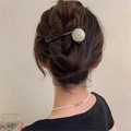 Bastoncino per capelli nero minimalista con perla crema in elegante acconciatura - 3# Forcina-Nera con perla bianca