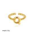 Adjustable 18K gold letter Q ring with bubble bead band and polished finish - Letter Q Style (T249_17)