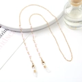 Rose gold glasses chain featuring pink beads and white pearls for women's fashion style - 1165-6 (Pink)