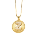 Collana con ciondolo a moneta lettera Z dorata con zirconi e catena veneziana fine - Lettera Z