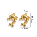 Golden dolphin charm for DIY jewelry with dimensions 23.5mm height and 17mm width - Gold Dolphin-522