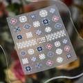 Pegatinas de uñas relieve 3D estilo bohemio azul y rojo ladrillo modelo MN-179F - Estilo Patrón de Azulejos Retro (MN-179F)