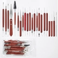 22-piece pottery sculpting tool set with red wooden handles and durable metal tips - 22-Piece Rosewood Pottery Tool Set