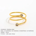 Anello a spirale regolabile in acciaio inossidabile 18K con zirconi scintillanti - US7 (54mm) / Confezione da 10 / Oro