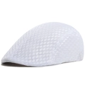 White breathable lace flat cap for summer, mesh ivy hat with hollow floral pattern - Adjustable / White
