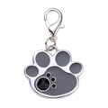 Silver dog tag with gray enamel paw print and black rhinestones for pet tracking - Paw Shape / Gray