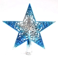 Puntale per albero di Natale a stella a cinque punte cava blu e argento decorativo - 20cm / Argento & Blu