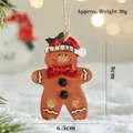 Christmas resin gingerbread man pendant with red bow tie and hat, 8cm height hanging ornament - Style B