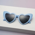 Retro heart-shaped sunglasses with light blue frame and dark lenses for women - Matte Blue Frame Gray Lens