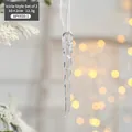 Set of 2 clear acrylic icicle Christmas ornaments with silver sequins and white silk ribbons - Transparent Icicle Pendant / 2 Pcs/Set
