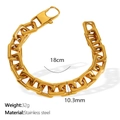 Polished 18k gold plated stainless steel chunky chain bracelet with 10.3mm width - SL104 Bracelet (18cm x 10.3mm) / Gold