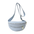 Light blue lychee pattern leather waist bag with gold zipper and adjustable strap - Blue