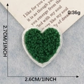 Dark green chenille heart patch with white border and 1 inch size measurement - Dark Green Heart (Iron-on)