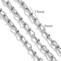 Polished silver stainless steel 8-link chain with 19mm and 6mm dimensions on white background - Z2196S Silver U-Link 19mmx6mm