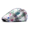 Artistic tie-dye graffiti newsboy cap with vibrant colorful paint splashes on light fabric - Multicolor 7