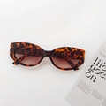 Retro leopard print cat-eye sunglasses with brown gradient lenses and tortoise shell frame - Leopard Print