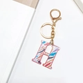 Fashionable golden letter H keychain with colorful geometric pattern for bag accessory - Letter H (No Tassel)