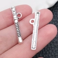 Antique silver flute charm pendant for DIY bracelets and necklaces jewelry making - Half Flute (29x7mm-0.9g)