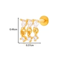 Golden titanium flat back stud earring with pear-cut zircons and tassel detail - Pear Shape Tassel Style (0193-5#) / Gold