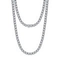Silver s925 tennis chain necklace featuring 4mm clear cubic zirconia stones with box clasp - 3mm Necklace / Platinum Plated / 40CM