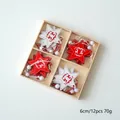 Set de 12 adornos navideños de madera en forma de estrella con renos y copos de nieve - Estilo Estrella Reno Copo (1)