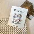 Set of 4 minimalist grey drop-shaped BB hair clips with classic argyle pattern and solid finish - Style 13-Grey Purple Plaid