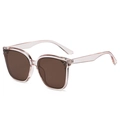 Classic oversized cat-eye sunglasses with transparent light pink frame and tea lenses - Champagne Frame / Tea Lens