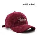 Retro wine red corduroy baseball cap with white Mississippi embroidery detail - Burgundy