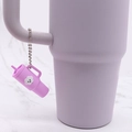 Pink silicone mini cup keychain charm with a cloud smile face on a purple tumbler - Purple Cloud Cup Bead Chain