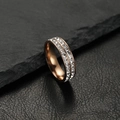 Rose gold stainless steel ring with double row of square zircon crystals in micro-pave setting - US 6 / Rose Gold (Double Row)