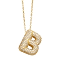 Gold pendant necklace with initial B charm featuring sparkling cubic zirconia stones - Gold - Letter B (Pendant Only)