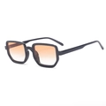 Retro square black sunglasses for men and women with orange gradient lenses on white backdrop - Black Frame Gradient Orange Lens