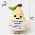 Handmade crochet pear doll with positive message card, cute knitted fruit ornament - Light Yellow Pear P Card
