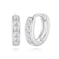 Elegant S925 sterling silver hoop earrings featuring sparkling square-cut cubic zirconia stones - 925 Silver / White Gold