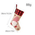 Christmas gnome stocking with red plaid cuff and burlap texture measuring 39cm by 26cm - Striped Male Style