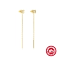 Elegante gouden S925 zilveren lange kwast oorbellen met sprankelende ster-zirkonia - 925 zilver / Goud #3