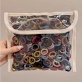 Elastici per capelli spessi ad alta elasticità in bustina in PVC trasparente con bottoni - Confezione in busta / 19# Colori Stile Coreano (100 Pezzi in Busta)