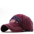 Vintage washed burgundy baseball cap with America embroidery and USA flag patch details - Burgundy