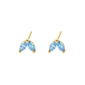Exquisite gold-plated leaf studs featuring two sky blue marquise-cut stones for women - E1723 Gold Blue Zircon